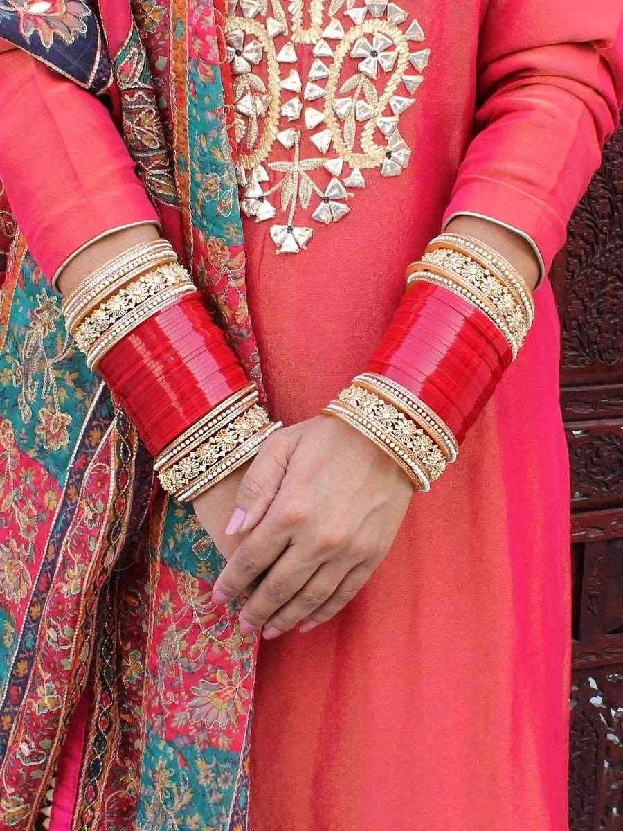 T4 Jewels Bridal Chuda With White Kada & Patti-Availbale In Many Colors (CH2Z)