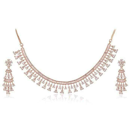 T4 Jewels Rose Gold American Diamond Necklace