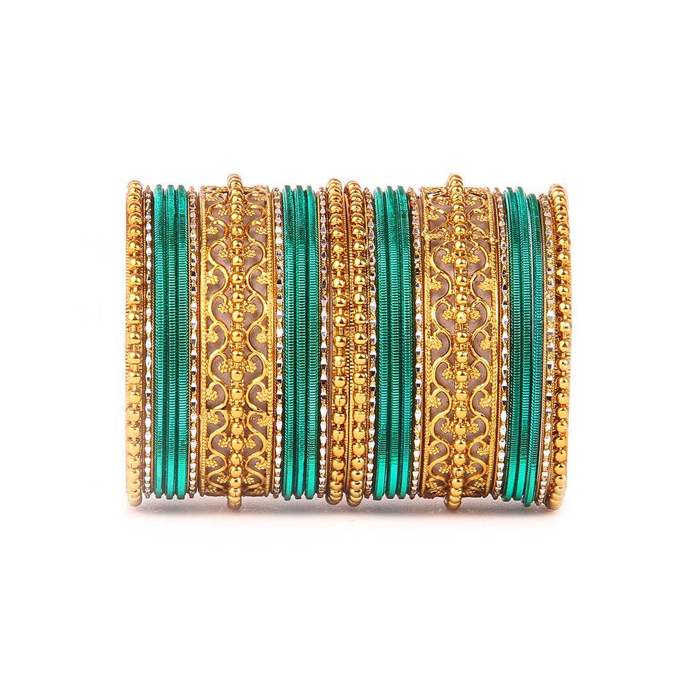 Low Cost Shinning Bangle Set Dark Green T4 Jewels