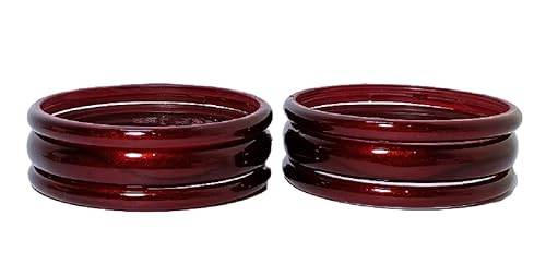 T4 Jewels (2.10 & 2.12 Size Plane Beauty Shine Green/Maroon/Red/Yellow Colours Bangle Set For Women & Girls - (Set Of 6) T4 Jewels