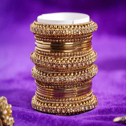 Set of 16 Golden Metal Bangle Set by T4 Jewels T4 Jewels