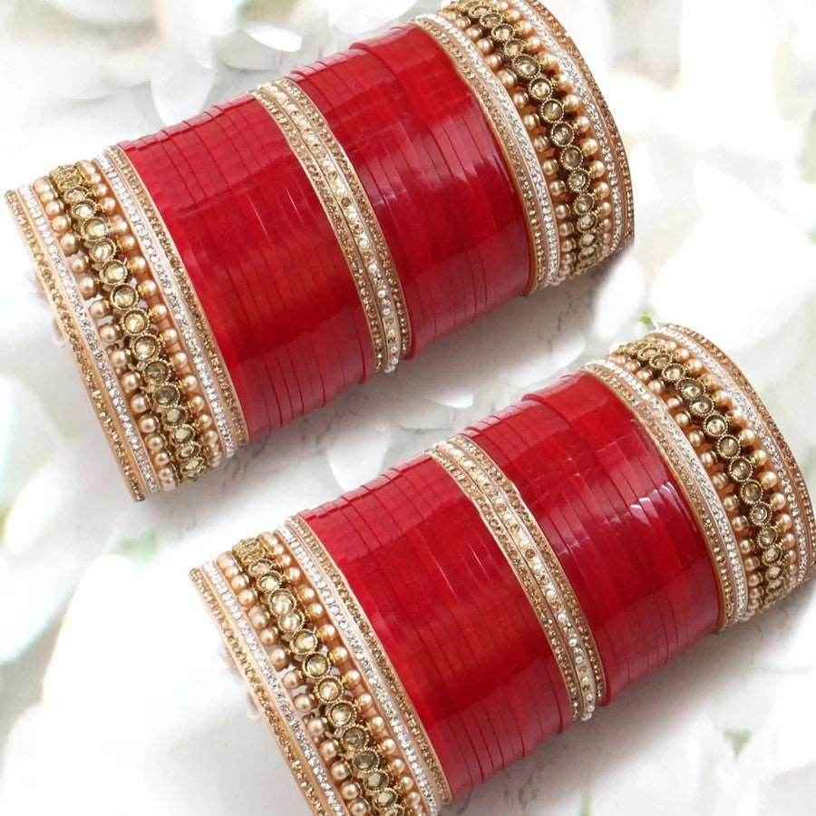 T4 Jewels Red Color Premium Bridal Chuda -Availbale In All Sizes (CH34Z)