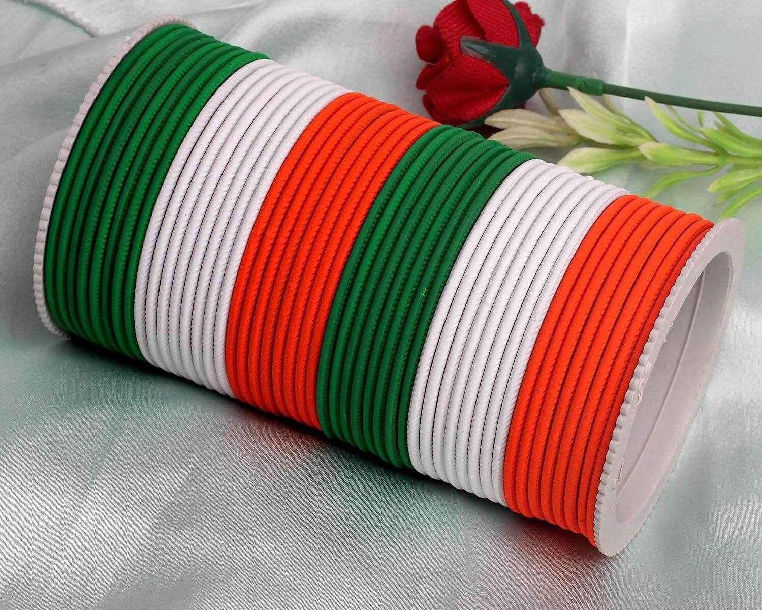T4 Jewels Matte Design Tricolour Bangles For Republic Day/Independence Day
