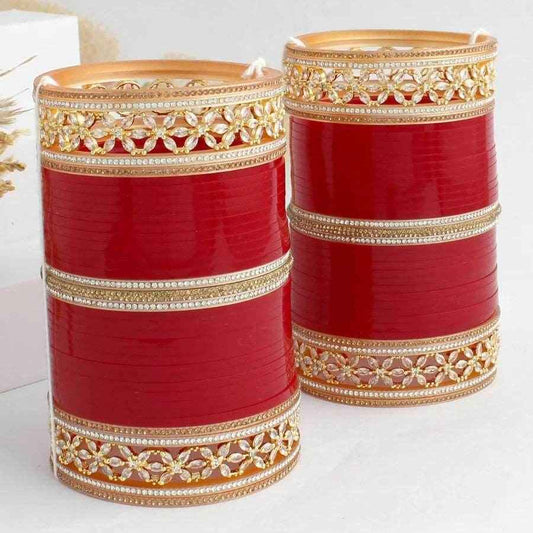 T4 Jewels Bridal Chuda With White Kada & Patti-Availbale In Many Colors (CH3Z)