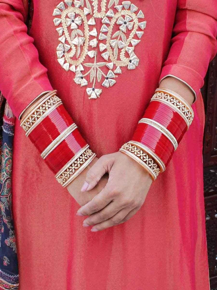 T4 Jewels Bridal Chuda With White Kada & Patti-Availbale In Many Colors (CH3Z)