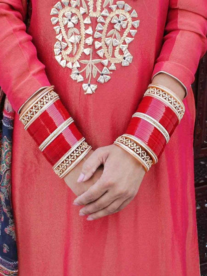 T4 Jewels Bridal Chuda With White Kada & Patti-Availbale In Many Colors (CH3Z)