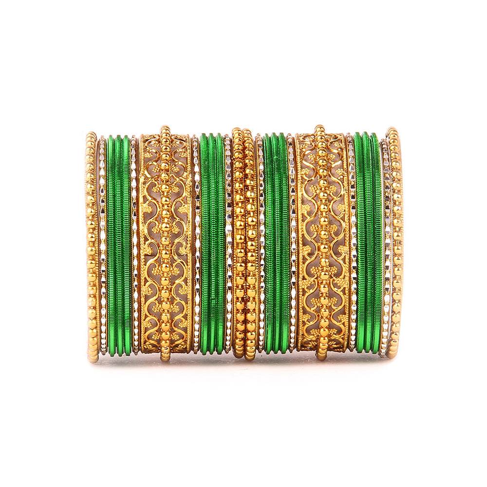 Low Cost Shinning Bangle Set Green T4 Jewels