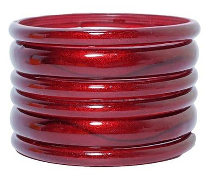 T4 Jewels (2.10 & 2.12 Size Plane Beauty Shine Green/Maroon/Red/Yellow Colours Bangle Set For Women & Girls - (Set Of 6) Maroon T4 Jewels