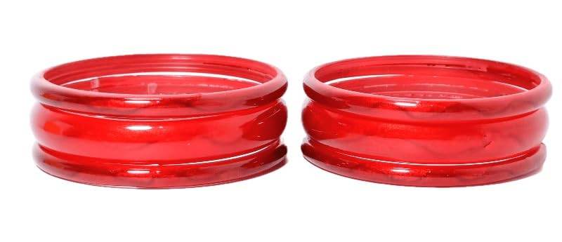 T4 Jewels (2.10 & 2.12 Size Plane Beauty Shine Green/Maroon/Red/Yellow Colours Bangle Set For Women & Girls - (Set Of 6) T4 Jewels