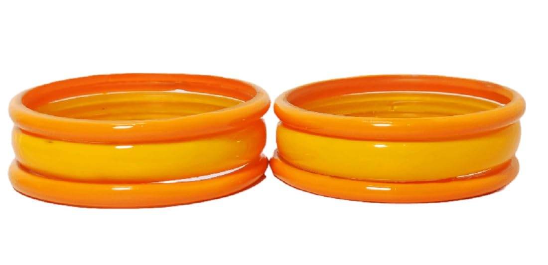 T4 Jewels (2.10 & 2.12 Size Plane Beauty Shine Green/Maroon/Red/Yellow Colours Bangle Set For Women & Girls - (Set Of 6) T4 Jewels