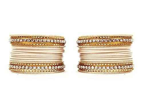 T4 Jewels 18k Gold Plated Textured Fashionable Fashion Jewellery Metal Bangles Set - 84NO