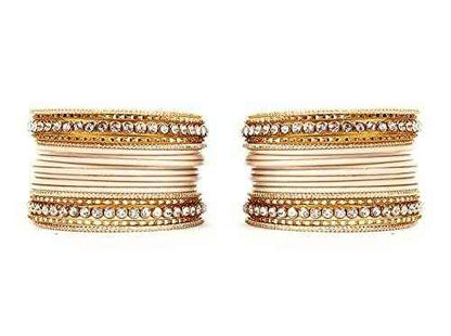 T4 Jewels 18k Gold Plated Textured Fashionable Fashion Jewellery Metal Bangles Set - 84NO