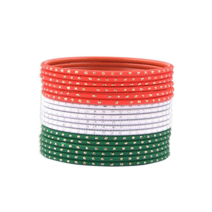 T4 Jewels Dotted Tricolor Bangle Set (Pack Of 18) T4 Jewels