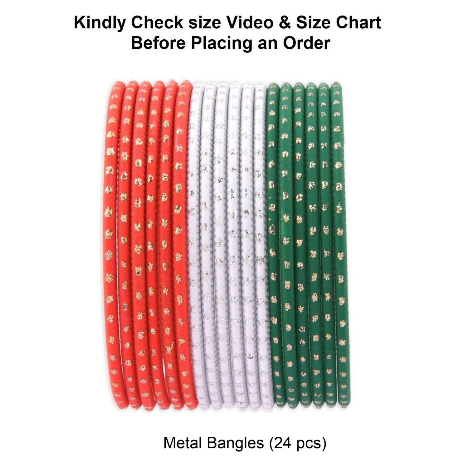 T4 Jewels Dotted Tricolor Bangle Set (Pack Of 18) T4 Jewels
