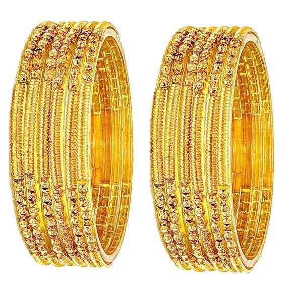 T4 Jewels Golden Color Bangles (Pack Of 12)