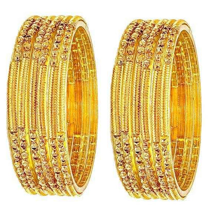 T4 Jewels Golden Color Bangles (Pack Of 12)