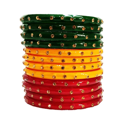 T4 Jewels (Large Size) Many Colors Glass Kada Bangles Combo (Pack Of 12)-SGUNCOMBO