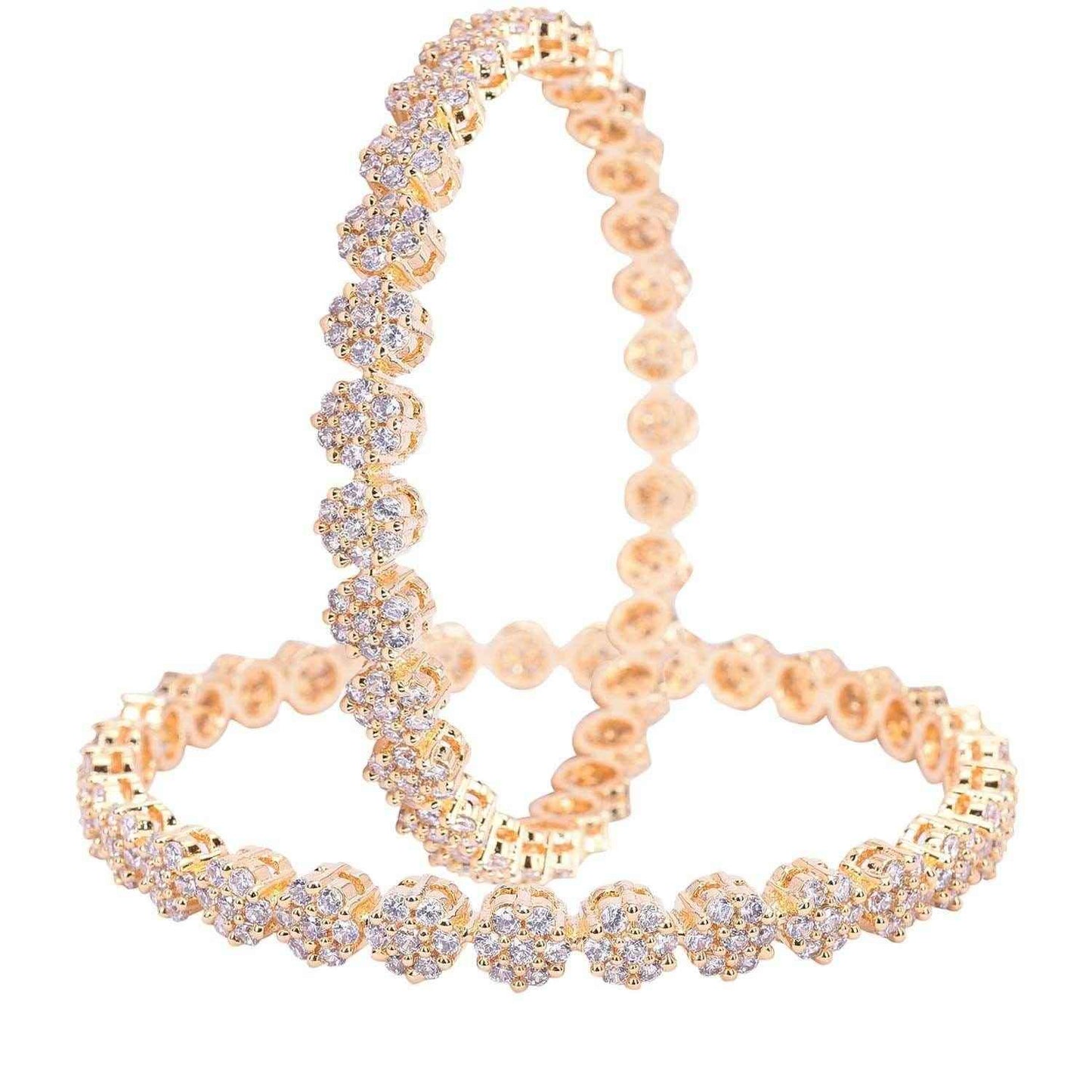 Sumaya Gold Plated American Diamond Bangles - T4 Jewels