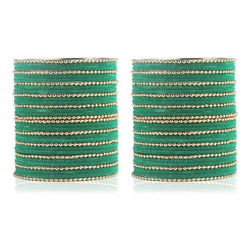 T4 Jewels Beautiful & Elegant Beads Studded Colourful Metal Bangles Set Fashion Jewellery - 110NO. T4 Jewels