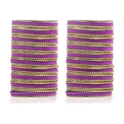 T4 Jewels Beautiful & Elegant Beads Studded Colourful Metal Bangles Set Fashion Jewellery - 110NO. T4 Jewels