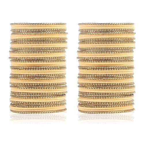 T4 Jewels Beautiful & Elegant Beads Studded Colourful Metal Bangles Set Fashion Jewellery - 110NO. T4 Jewels