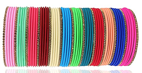 T4 Jewels Stylish Multi colour Metal Bangles set| Fancy Multicolour Bangles for women | Metal Chudi Set For Women | Women's Bangles T4 Jewels