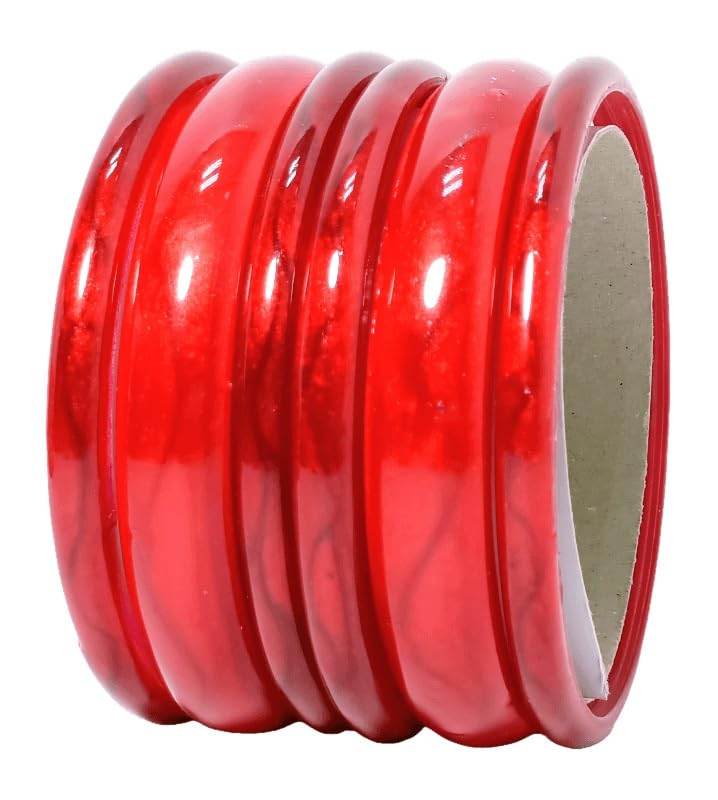 T4 Jewels (2.10 & 2.12 Size Plane Beauty Shine Green/Maroon/Red/Yellow Colours Bangle Set For Women & Girls - (Set Of 6) T4 Jewels