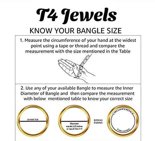 T4 Jewels Brass Metal Velvet Pearl And Beads Glossy Finished Bangles Set (Set For 2 Hand) - 59NO