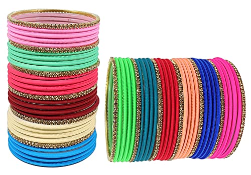 T4 Jewels Stylish Multi colour Metal Bangles set| Fancy Multicolour Bangles for women | Metal Chudi Set For Women | Women's Bangles T4 Jewels