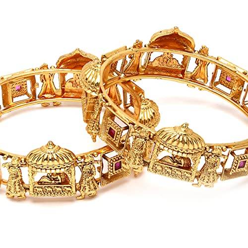 T4 Jewels Gold Plated Set of 2 Dulhan Doli Design Bangles for Women T4 Jewels