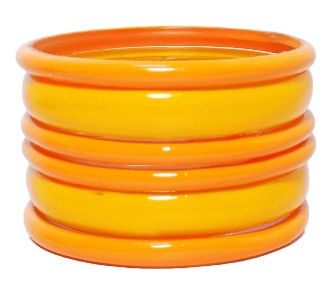 T4 Jewels (2.10 & 2.12 Size Plane Beauty Shine Green/Maroon/Red/Yellow Colours Bangle Set For Women & Girls - (Set Of 6) T4 Jewels