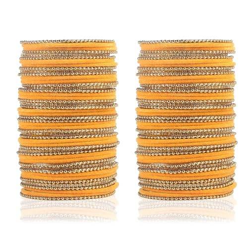 T4 Jewels Beautiful & Elegant Beads Studded Colourful Metal Bangles Set Fashion Jewellery - 110NO. T4 Jewels