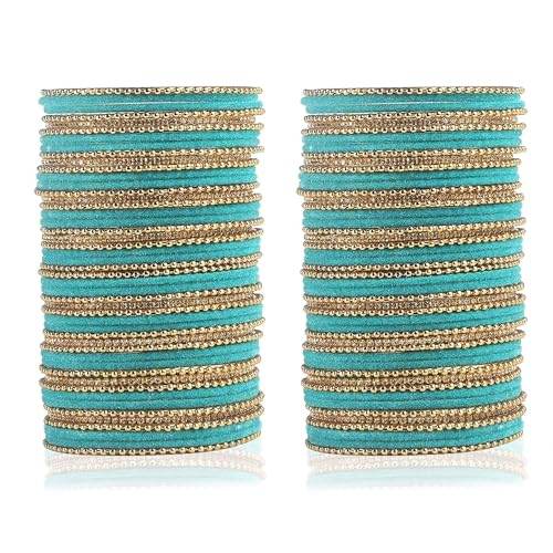 T4 Jewels Beautiful & Elegant Beads Studded Colourful Metal Bangles Set Fashion Jewellery - 110NO. T4 Jewels