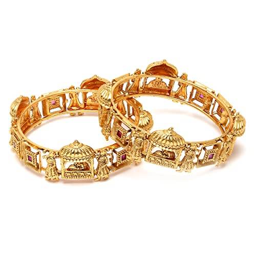 T4 Jewels Gold Plated Set of 2 Dulhan Doli Design Bangles for Women 2.4 T4 Jewels