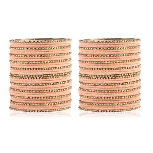 T4 Jewels Beautiful & Elegant Beads Studded Colourful Metal Bangles Set Fashion Jewellery - 110NO. T4 Jewels