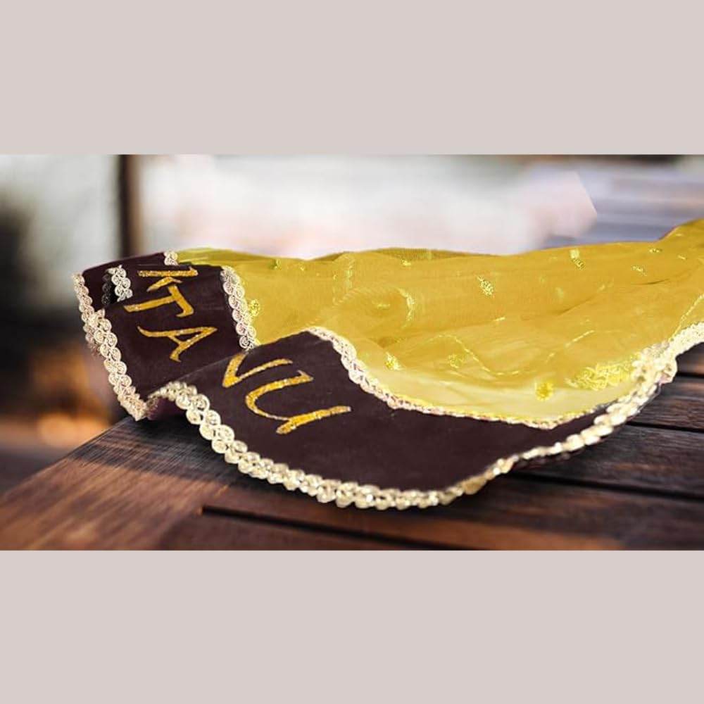 Customized Name Bridal Net Dupatta, Chunni for Wedding Day, Marriage, Special Occasion - 2.5 Meter T4 Jewels