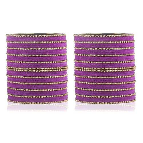 T4 Jewels Beautiful & Elegant Beads Studded Colourful Metal Bangles Set Fashion Jewellery - 110NO. T4 Jewels