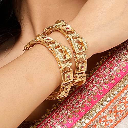 T4 Jewels Gold Plated Set of 2 Dulhan Doli Design Bangles for Women T4 Jewels