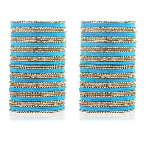 T4 Jewels Beautiful & Elegant Beads Studded Colourful Metal Bangles Set Fashion Jewellery - 110NO. T4 Jewels