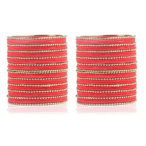 T4 Jewels Beautiful & Elegant Beads Studded Colourful Metal Bangles Set Fashion Jewellery - 110NO. T4 Jewels