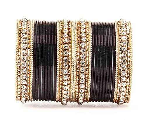 T4 Jewels 18k Gold Plated Textured Fashionable Fashion Jewellery Metal Bangles Set - 84NO