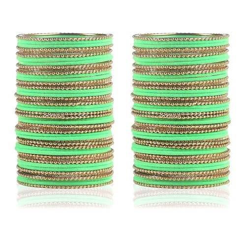 T4 Jewels Beautiful & Elegant Beads Studded Colourful Metal Bangles Set Fashion Jewellery - 110NO. T4 Jewels