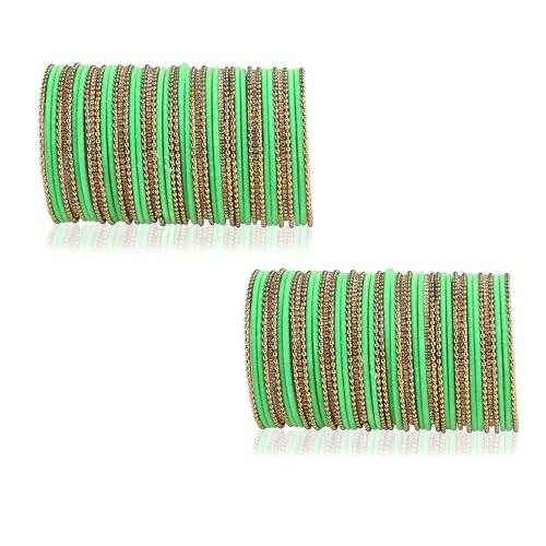 T4 Jewels Beautiful & Elegant Beads Studded Colourful Metal Bangles Set Fashion Jewellery - 110NO.