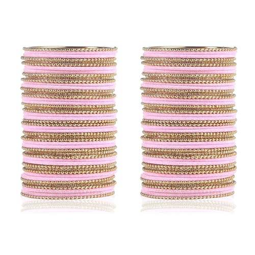T4 Jewels Beautiful & Elegant Beads Studded Colourful Metal Bangles Set Fashion Jewellery - 110NO. T4 Jewels