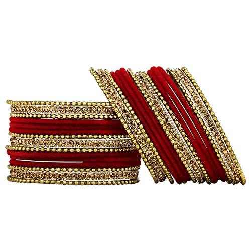 T4 Jewels Stones 18k Studded Latest Fashion Jewellery Beautiful Designer Metal Bangles Set - 72NO