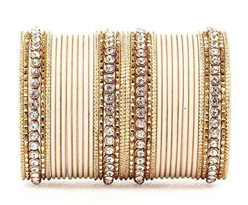 T4 Jewels 18k Gold Plated Textured Fashionable Fashion Jewellery Metal Bangles Set - 84NO