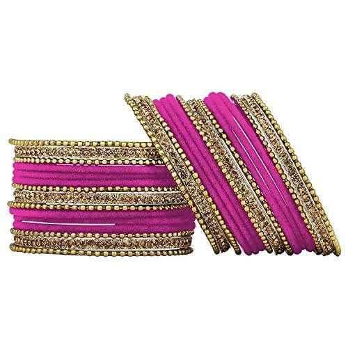 T4 Jewels Stones 18k Studded Latest Fashion Jewellery Beautiful Designer Metal Bangles Set - 72NO