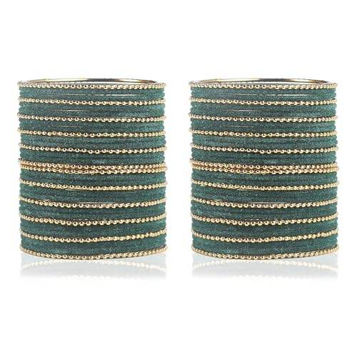 T4 Jewels Beautiful & Elegant Beads Studded Colourful Metal Bangles Set Fashion Jewellery - 110NO. T4 Jewels