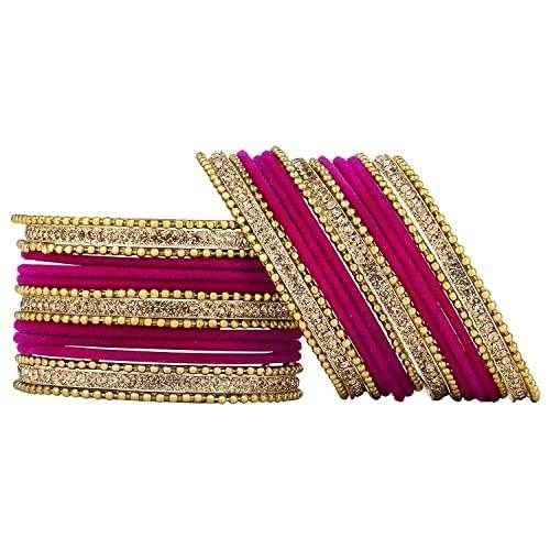 T4 Jewels Stones 18k Studded Latest Fashion Jewellery Beautiful Designer Metal Bangles Set - 72NO
