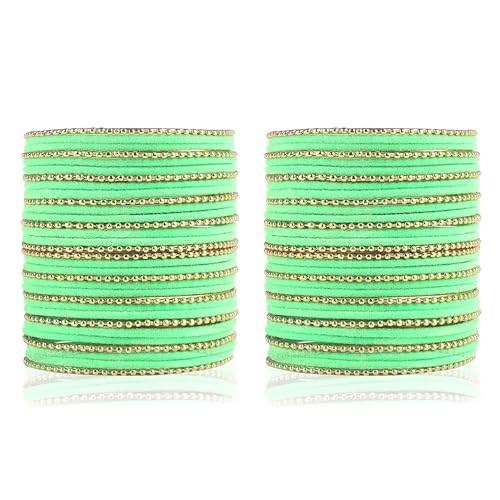 T4 Jewels Beautiful & Elegant Beads Studded Colourful Metal Bangles Set Fashion Jewellery - 110NO. T4 Jewels